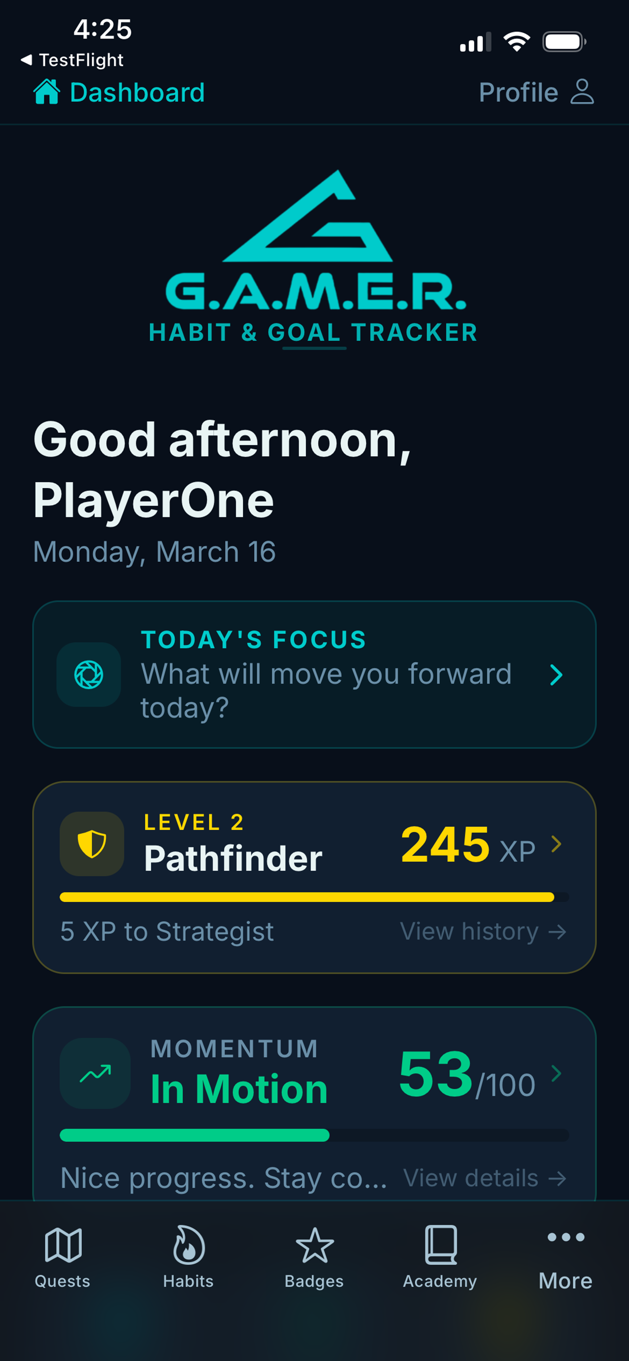 G.A.M.E.R. App